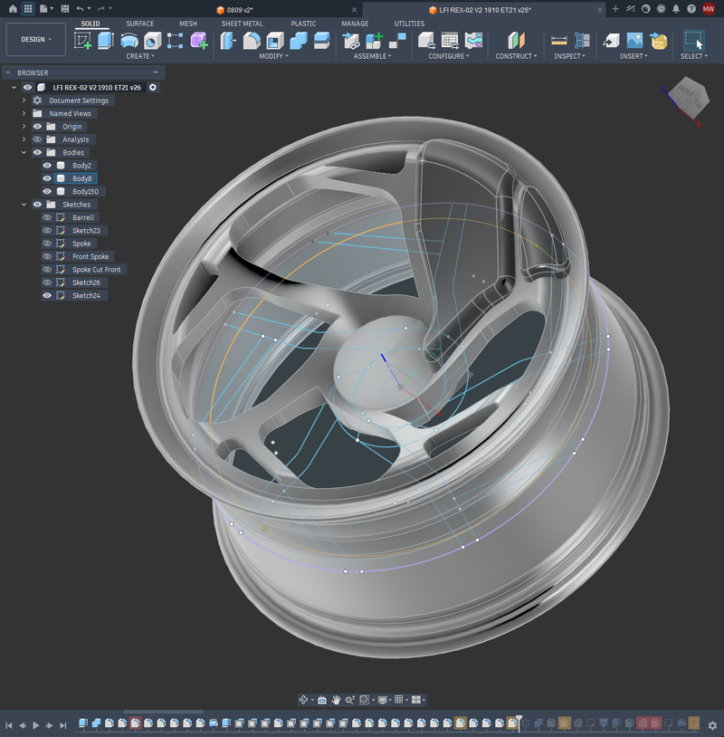 LFI forged wheel spoke architecture design render