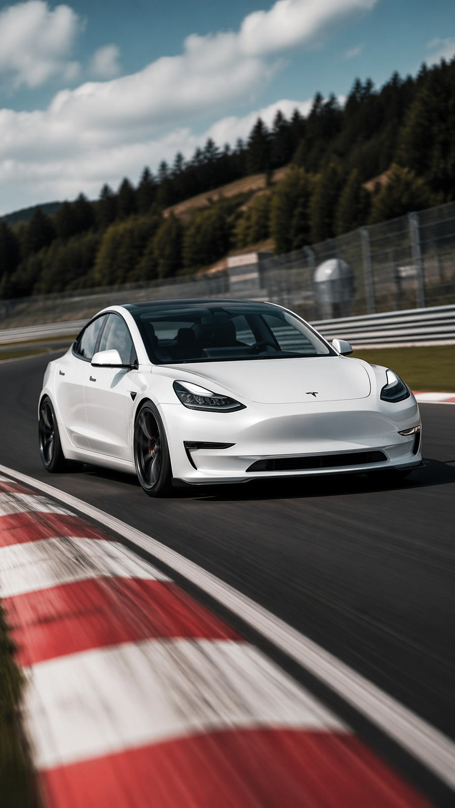 Tesla EV on racetrack showing high torque electric vehicle load case